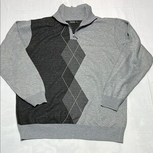 MEN'S MARX&DUTCH 4XL MULTI-COLOR ARGYLE LONG SLEEVE 1/4 ZIP SWEATER